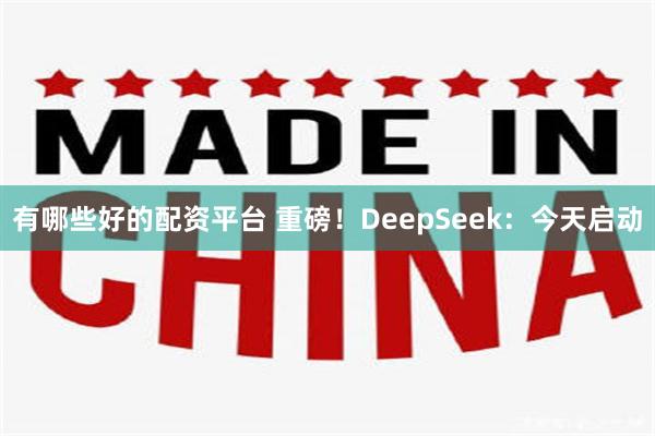 有哪些好的配资平台 重磅！DeepSeek：今天启动